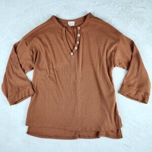 Peach Love California Womens Shirt Brown / Tan Size S